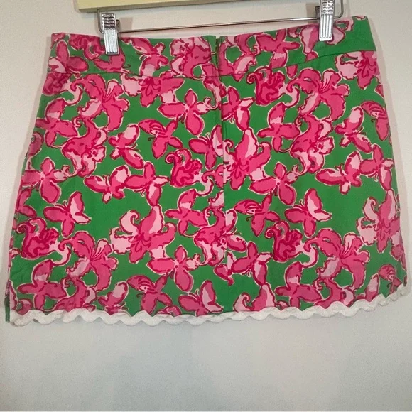 Lilly Pulitzer Jarvey Cotton Skort Skirt Sz 6 Pink Green All a Flutter Ric Rac - Picture 7 of 11